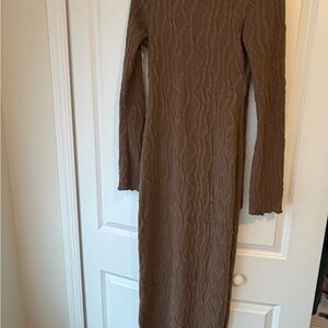 Elegant Brown Long Sleeve Dress
